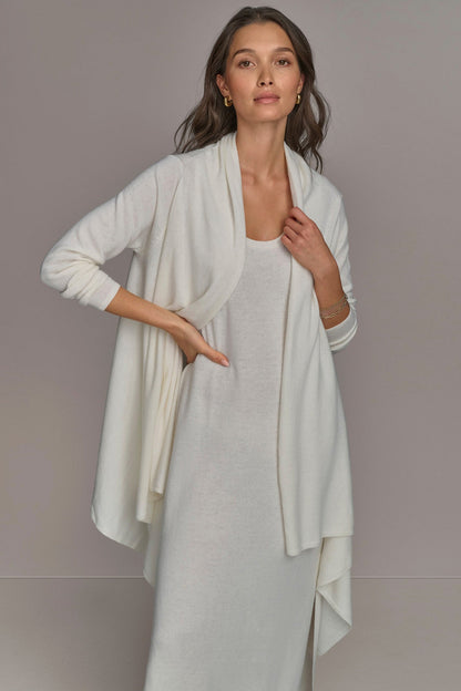 CASHMERE LONG SLEEVE CARDIGAN - Cream