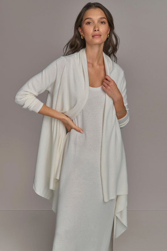 CASHMERE LONG SLEEVE CARDIGAN - Cream