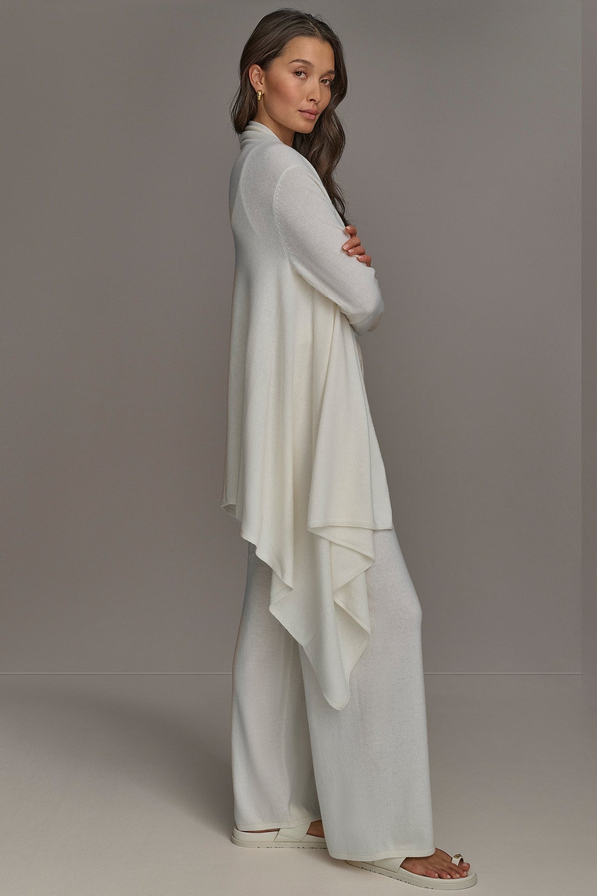 CASHMERE LONG SLEEVE CARDIGAN - Cream