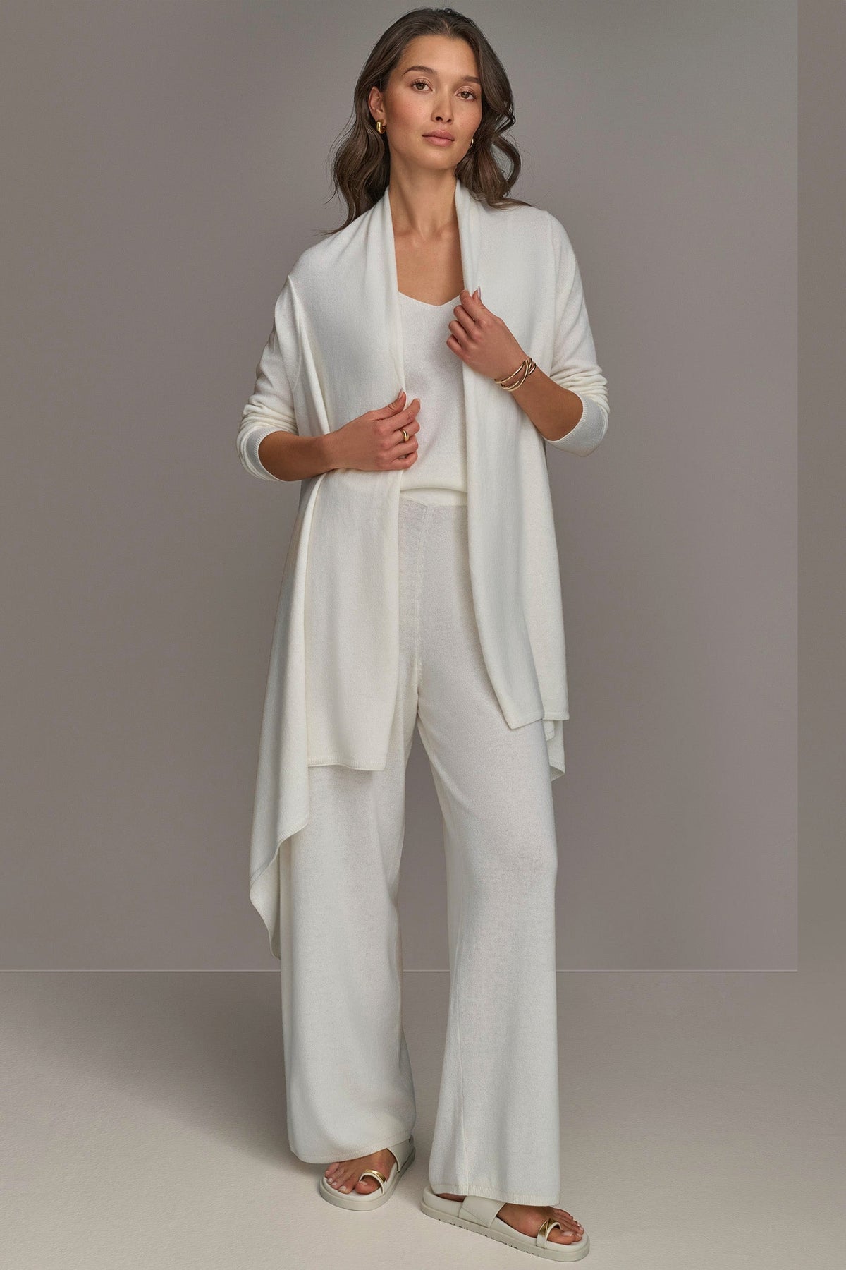 CASHMERE LONG SLEEVE CARDIGAN - Cream
