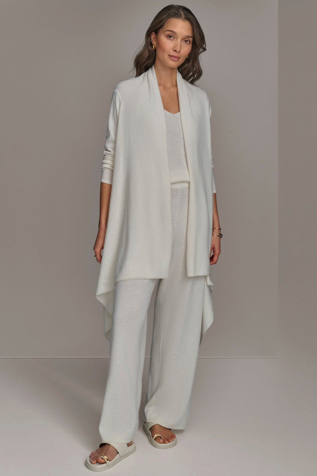 CASHMERE LONG SLEEVE CARDIGAN - Cream