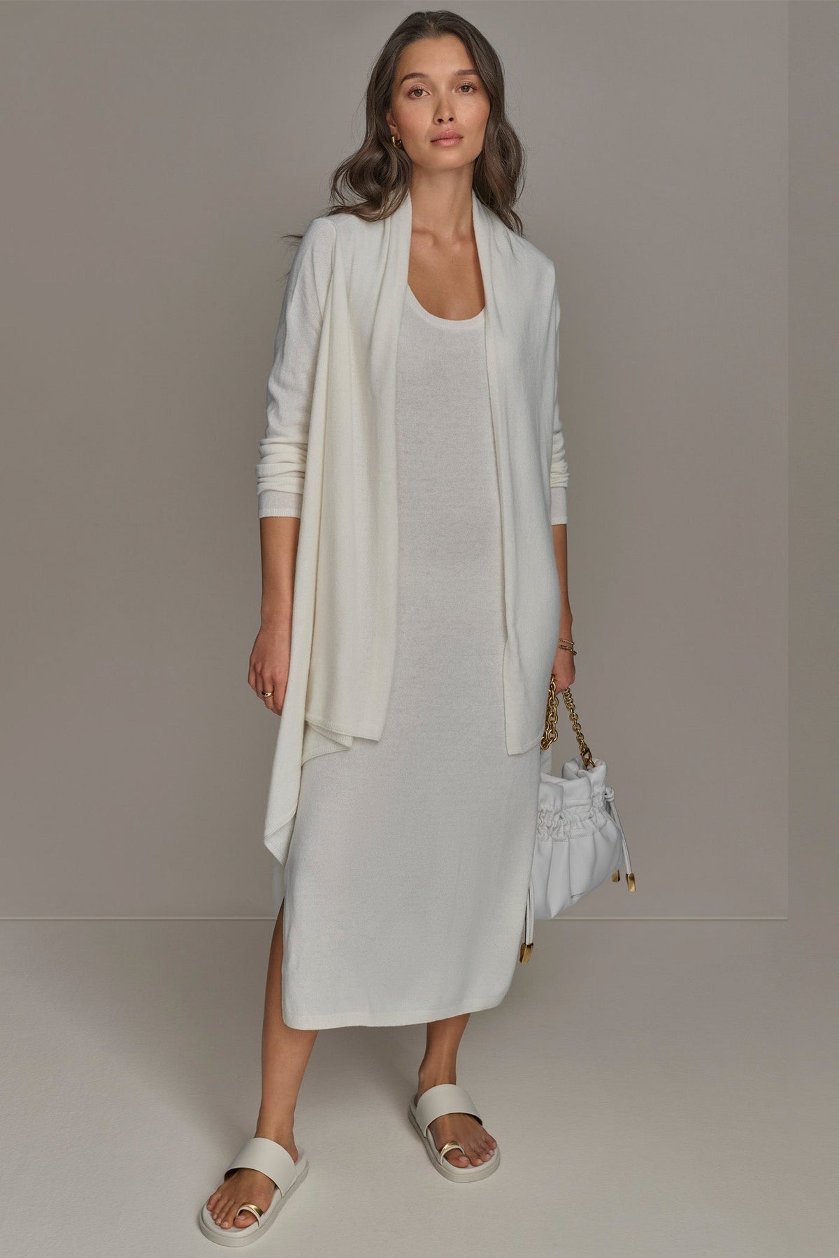 CASHMERE LONG SLEEVE CARDIGAN - Cream
