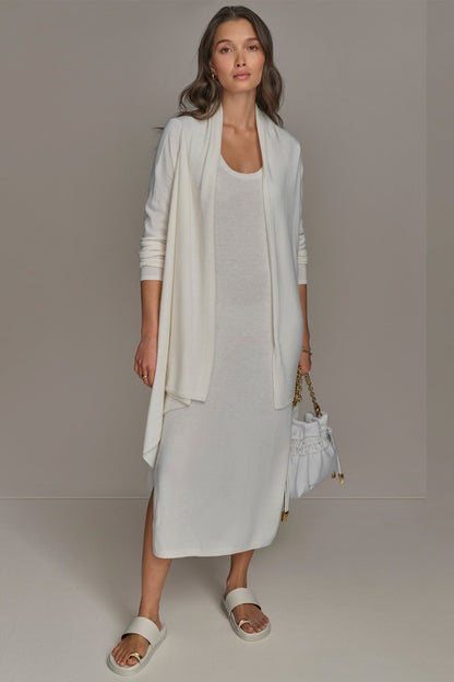CASHMERE LONG SLEEVE CARDIGAN - Cream