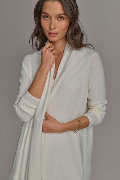 CASHMERE LONG SLEEVE CARDIGAN - Cream