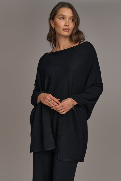 CASHMERE PONCHO - Black