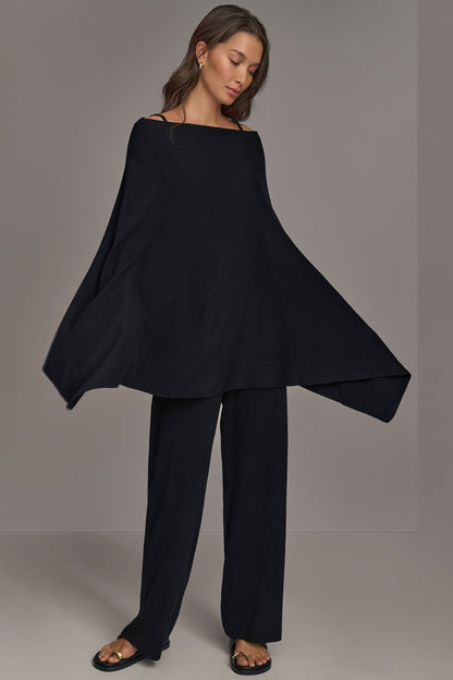 CASHMERE PONCHO - Black