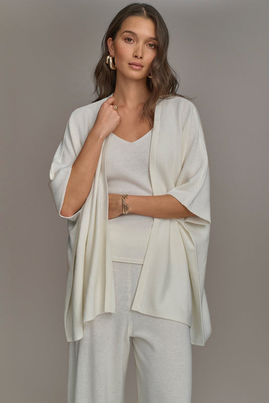 CASHMERE SHORT SLEEVE CARDIGAN - Cream