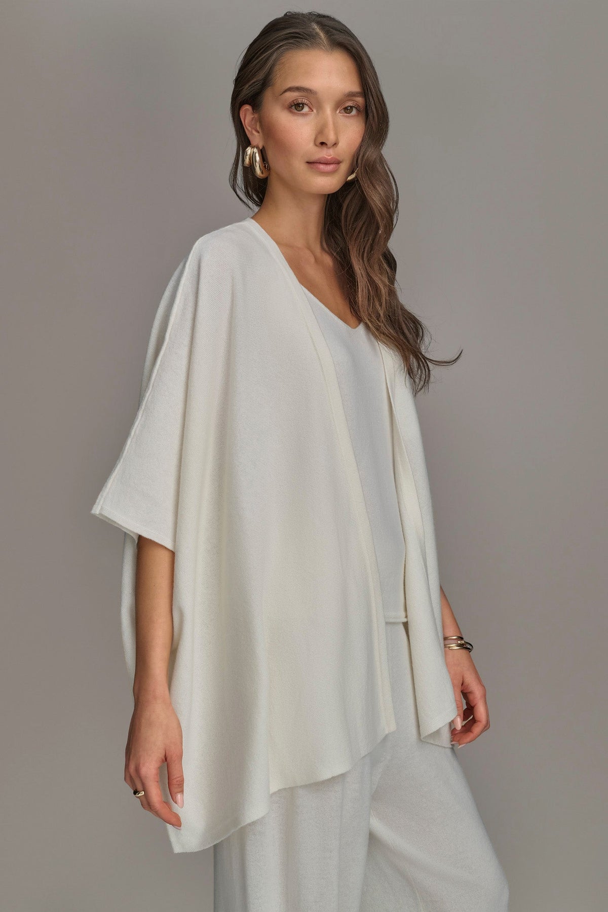 CASHMERE SHORT SLEEVE CARDIGAN - Cream