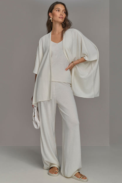 CASHMERE SHORT SLEEVE CARDIGAN - Cream
