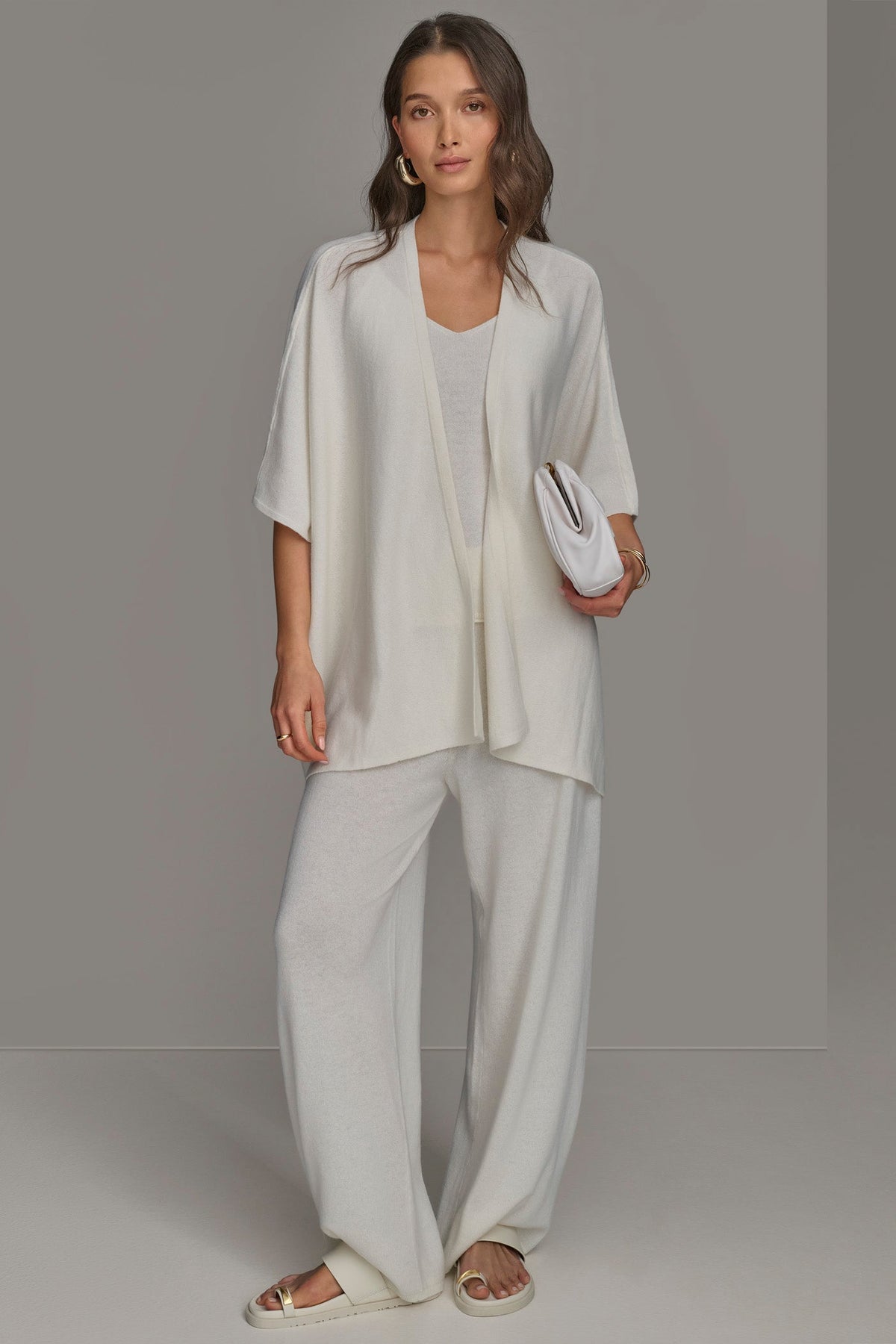 CASHMERE SHORT SLEEVE CARDIGAN - Cream