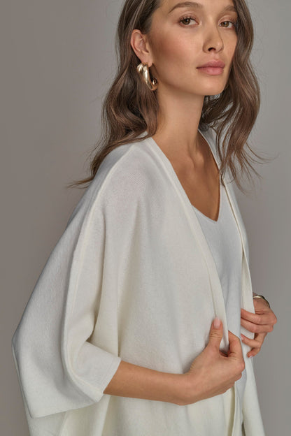 CASHMERE SHORT SLEEVE CARDIGAN - Cream