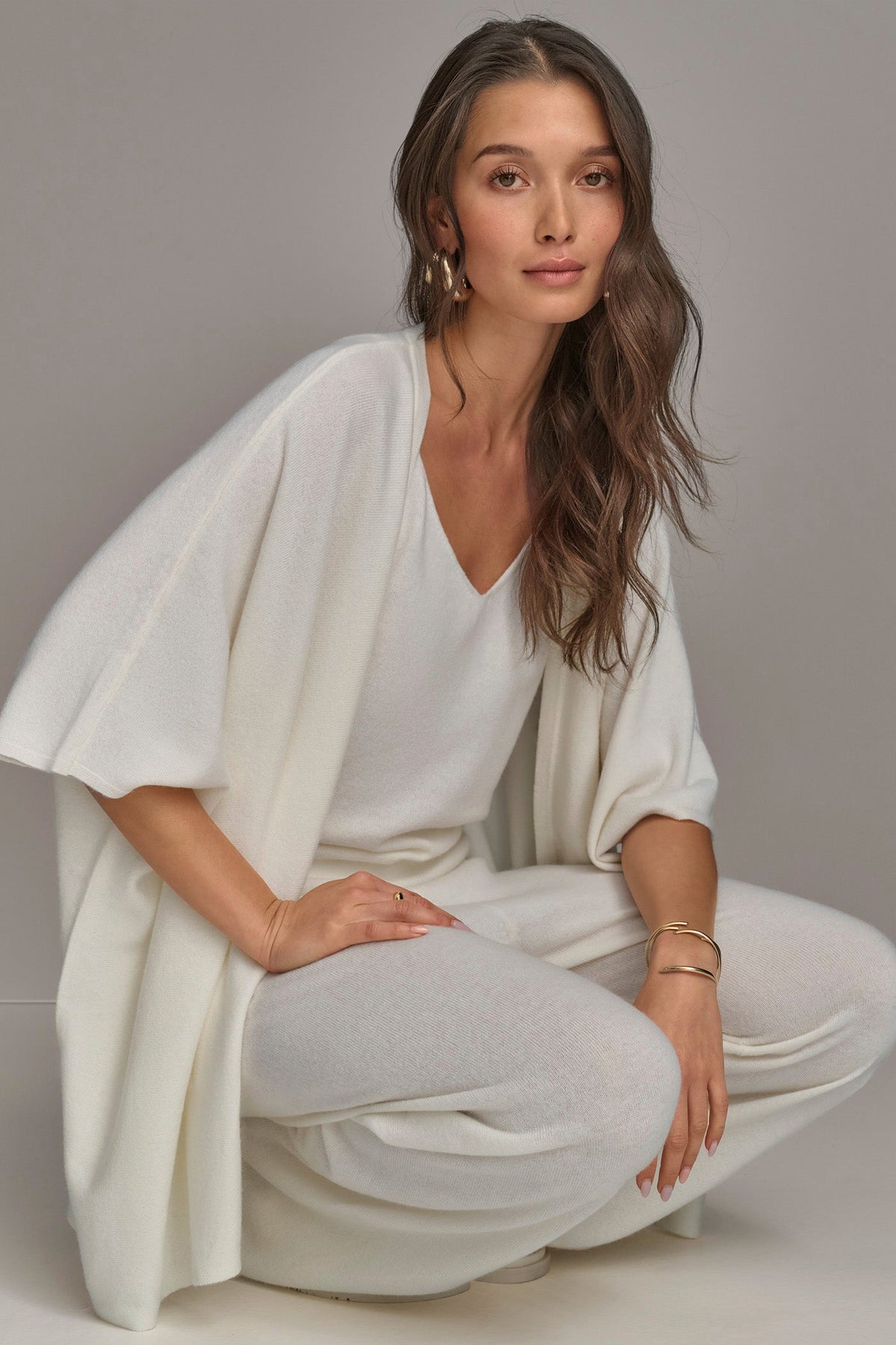 CASHMERE SHORT SLEEVE CARDIGAN - Cream