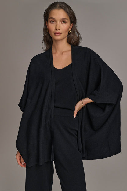 CASHMERE SHORT SLEEVE CARDIGAN - Black
