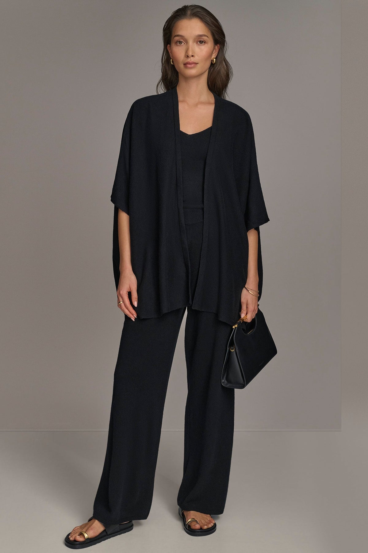 CASHMERE SHORT SLEEVE CARDIGAN - Black
