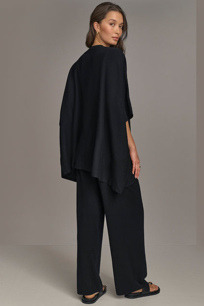 CASHMERE SHORT SLEEVE CARDIGAN - Black