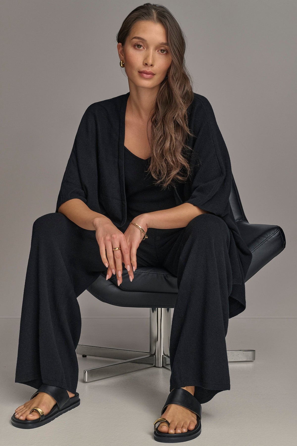CASHMERE SHORT SLEEVE CARDIGAN - Black