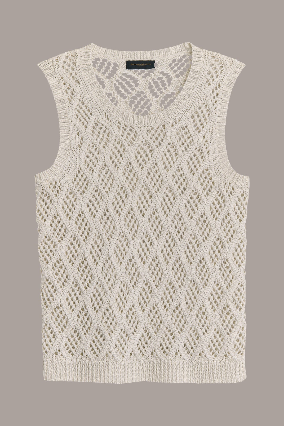 DIAMOND PATTERN CREW NECK TOP - cream
