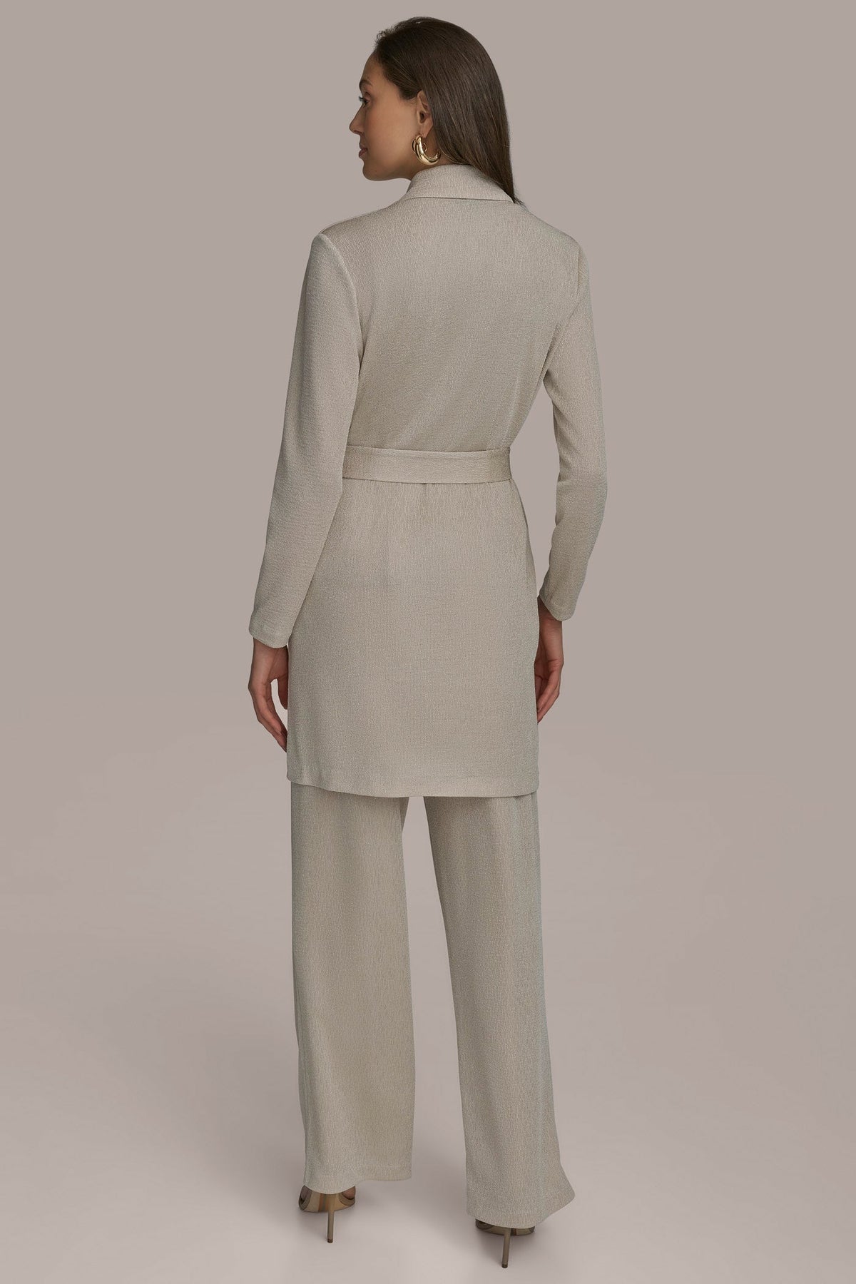 BELTED KNIT JACKET - Grey
