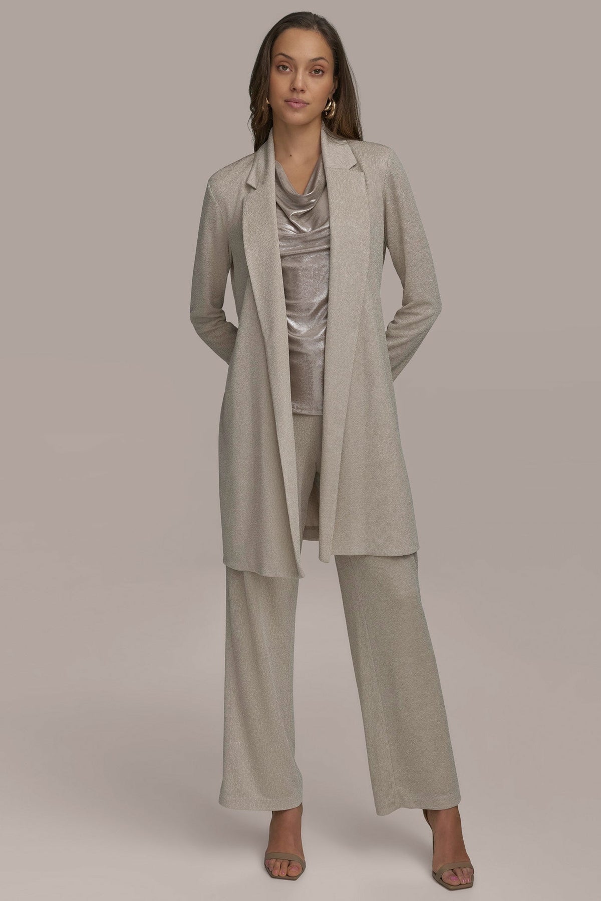BELTED KNIT JACKET - Grey