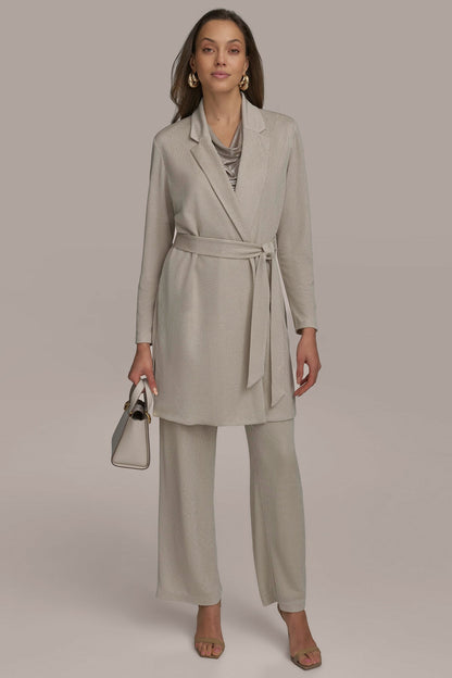 BELTED KNIT JACKET - Grey