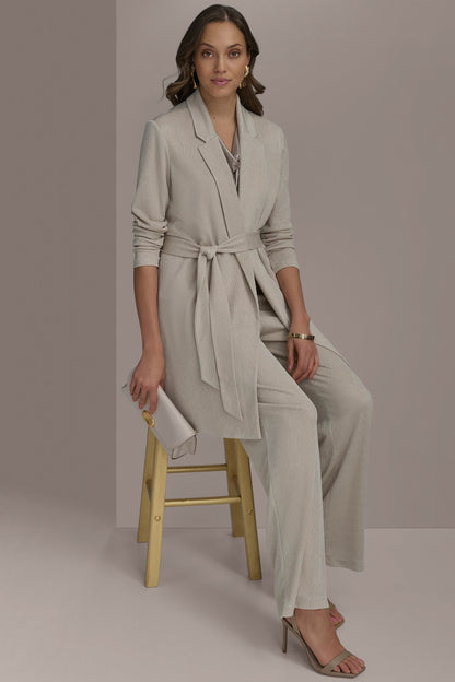 BELTED KNIT JACKET - Grey