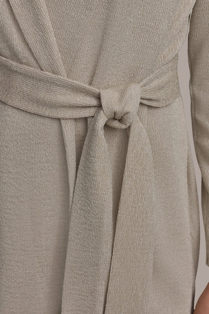BELTED KNIT JACKET - Grey