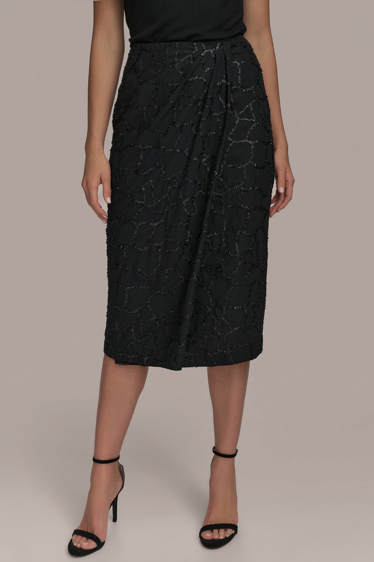 FAUX WRAP SKIRT - Black
