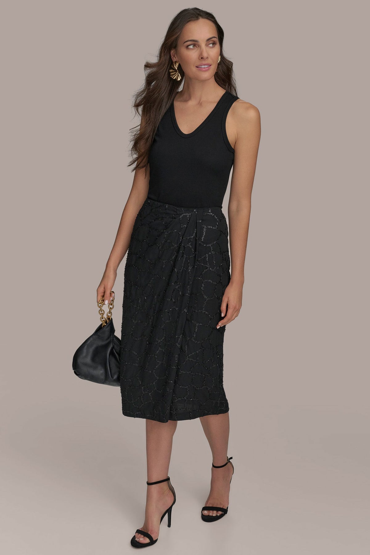 FAUX WRAP SKIRT - Black