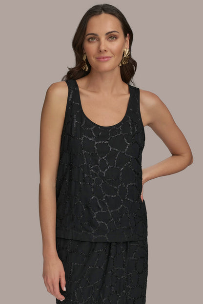 SHELL WITH SEQUIN DETAIL - Black