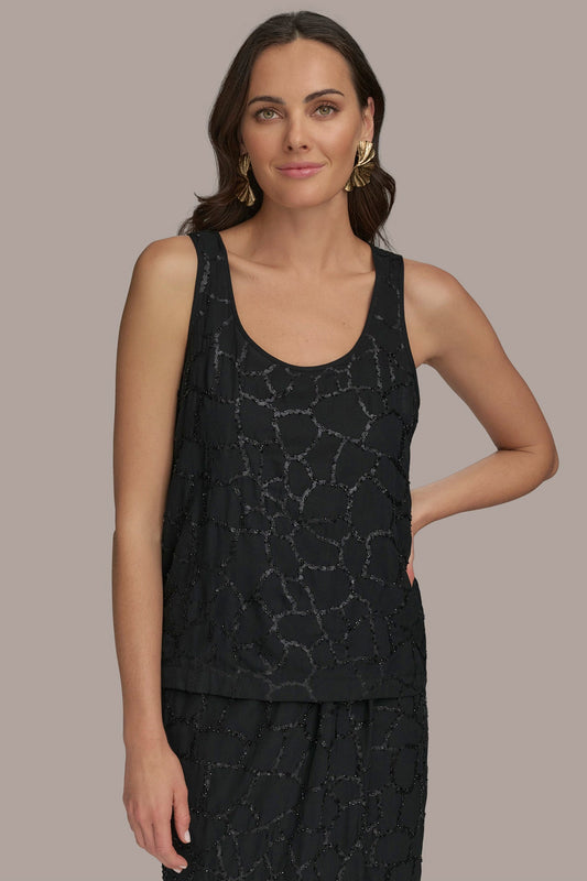SHELL WITH SEQUIN DETAIL - Black