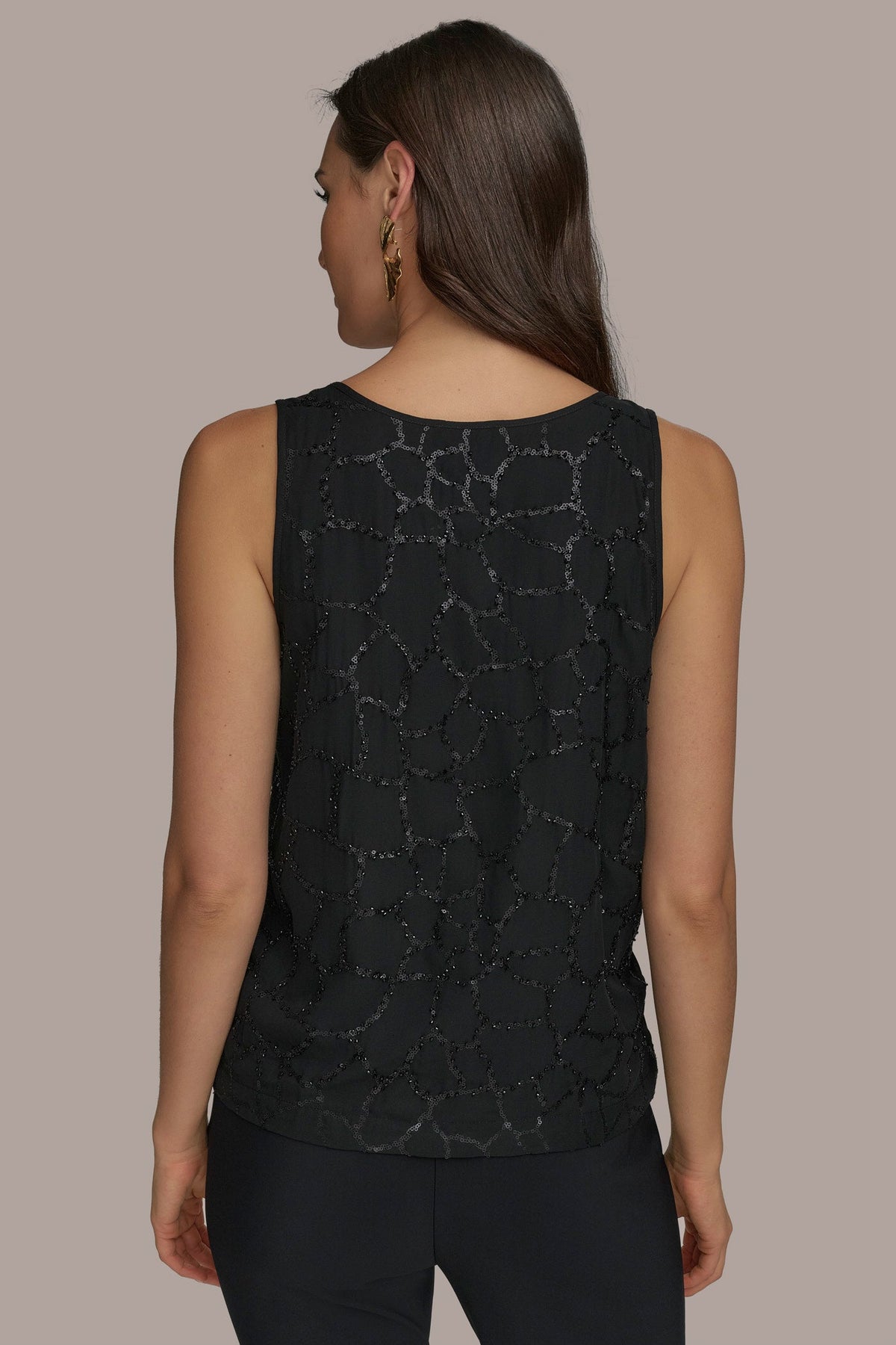 SHELL WITH SEQUIN DETAIL - Black
