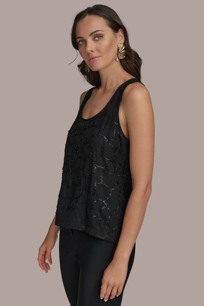 SHELL WITH SEQUIN DETAIL - Black
