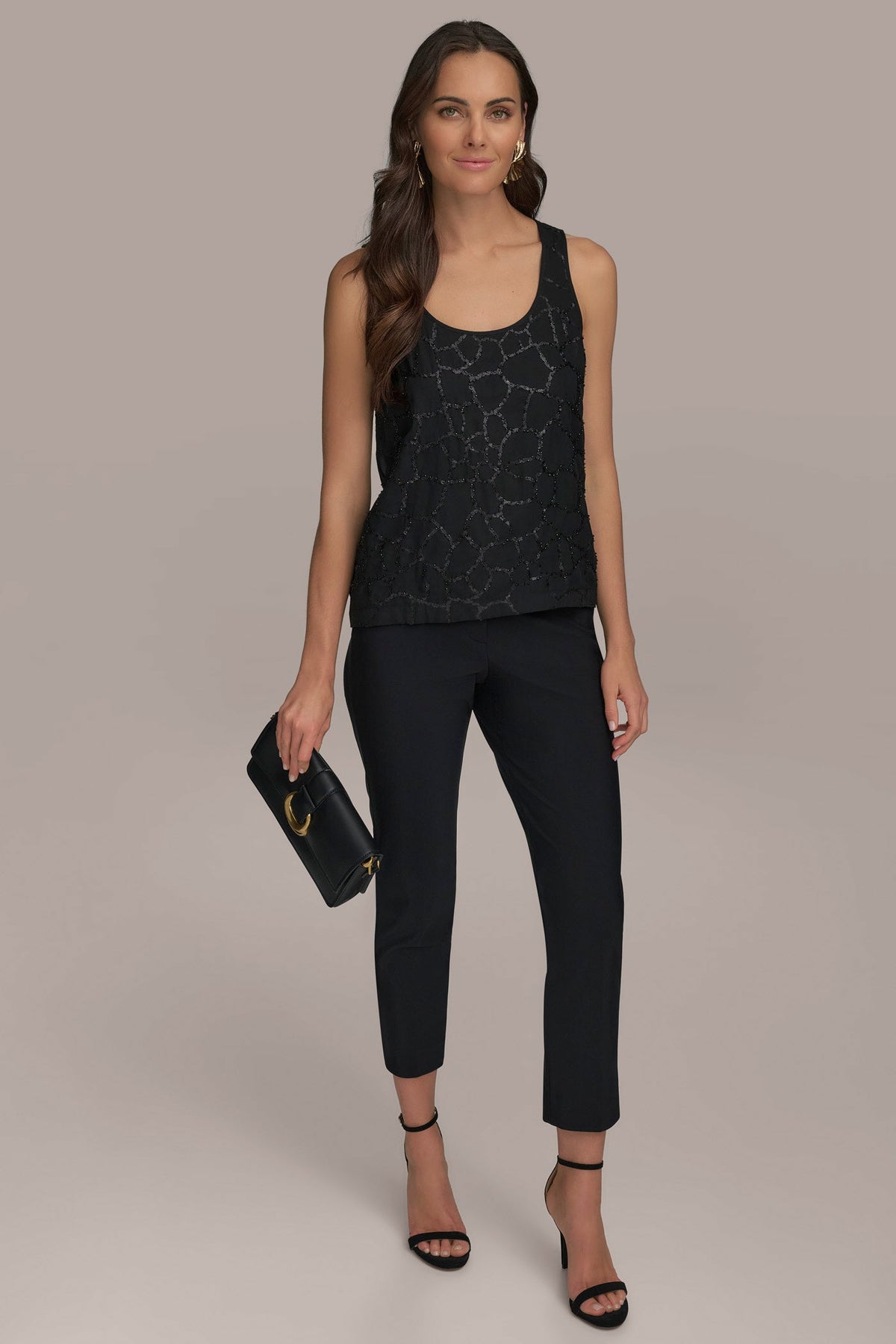 SHELL WITH SEQUIN DETAIL - Black