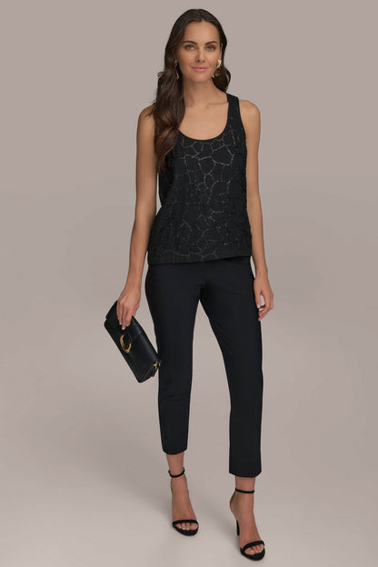 SHELL WITH SEQUIN DETAIL - Black