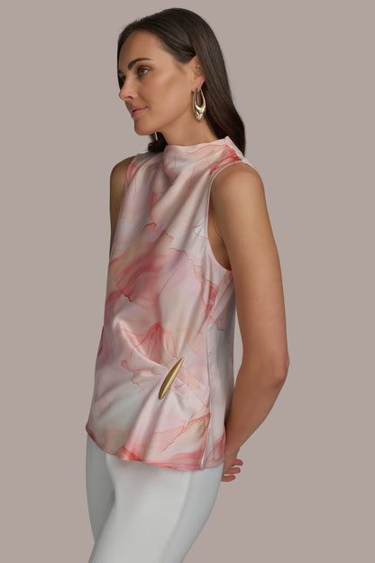 PART SLEEVELESS WITH HARDWARE WAIST - APRICOT MULTI