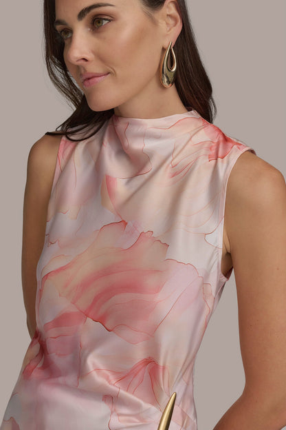 PART SLEEVELESS WITH HARDWARE WAIST - APRICOT MULTI