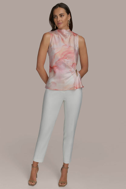 PART SLEEVELESS WITH HARDWARE WAIST - APRICOT MULTI
