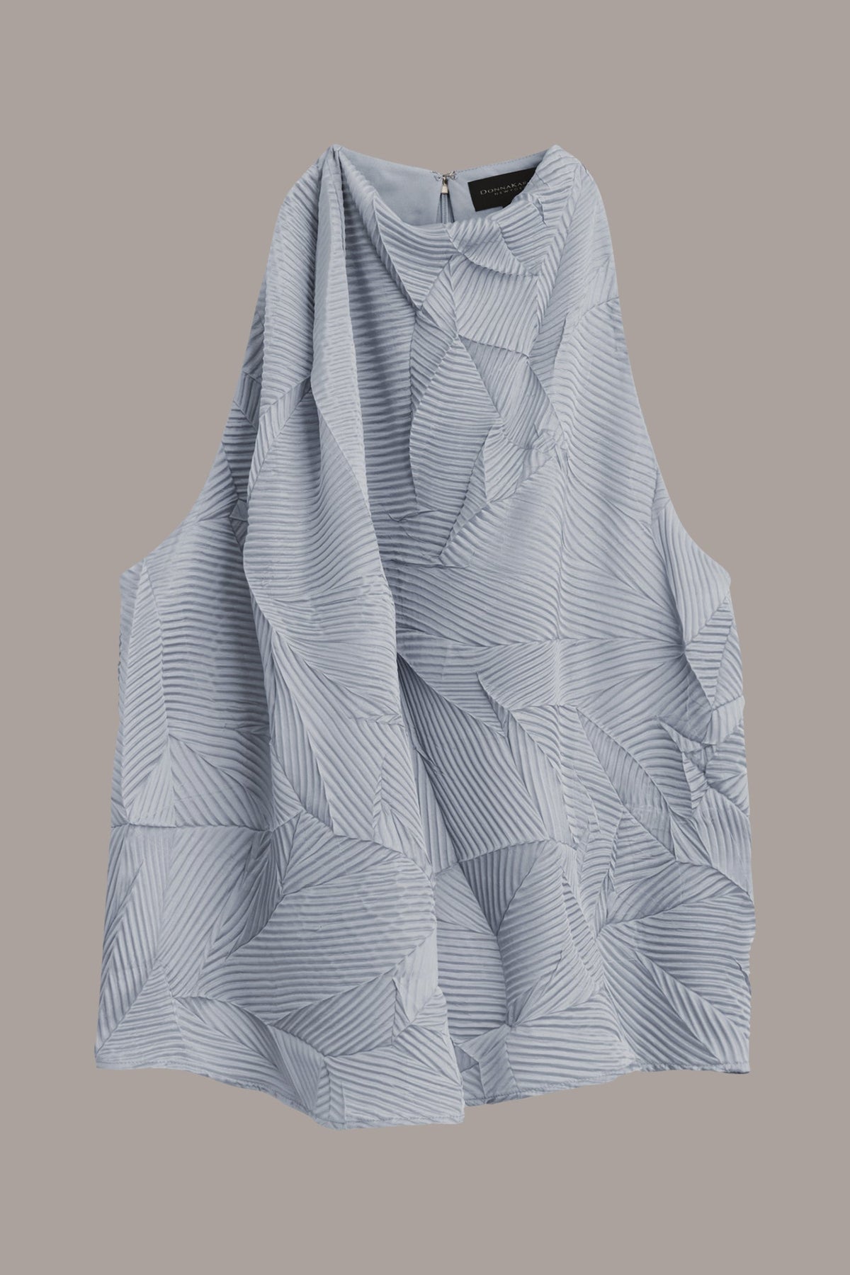 TEXTURED TOP WITH ANGLED HEM - GLACIAL BLUE