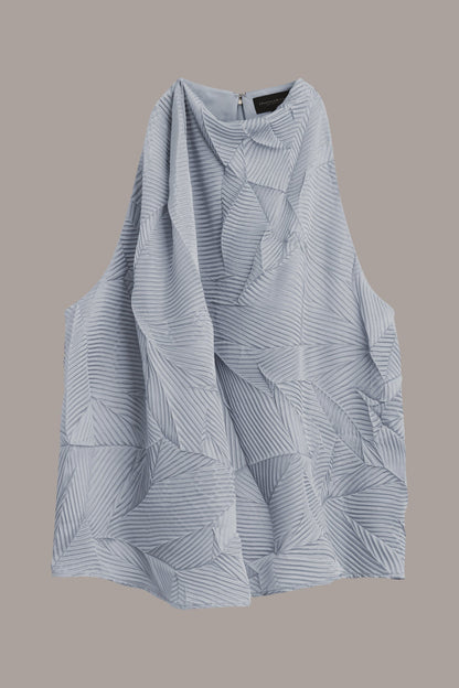 TEXTURED TOP WITH ANGLED HEM - GLACIAL BLUE