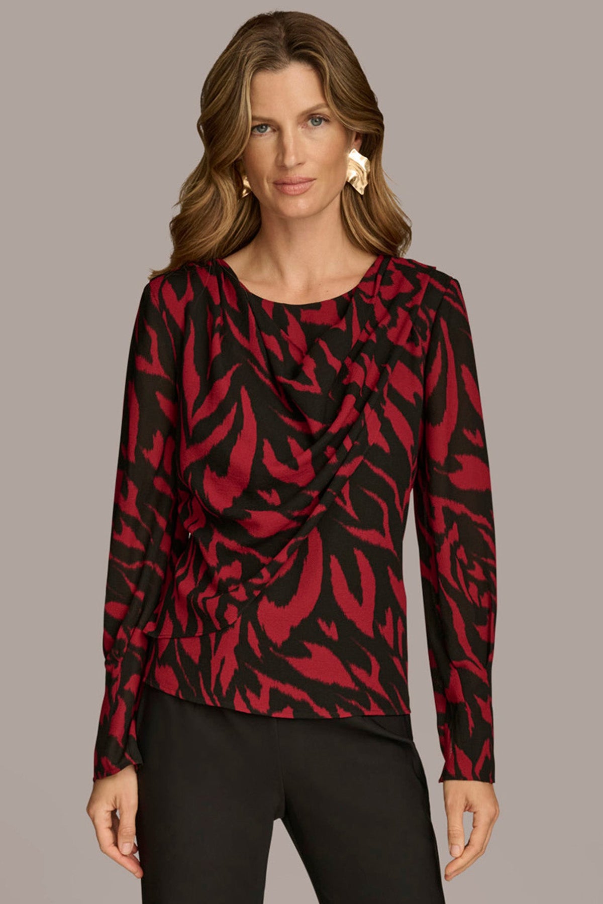 PRINT WIDE CUFF TOP - Red/Black Multi