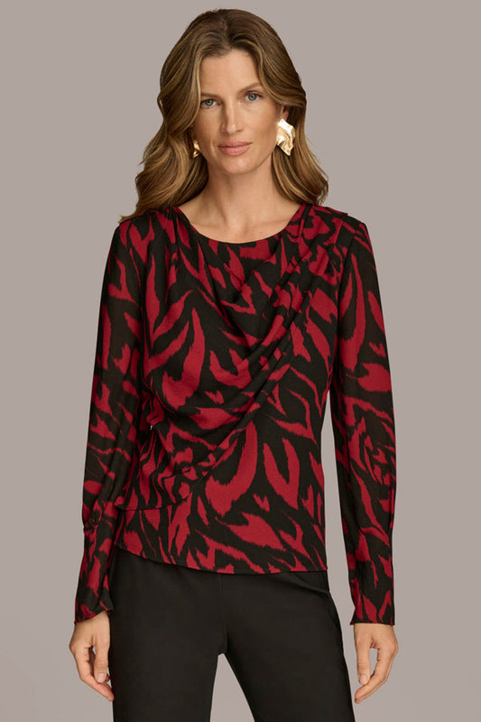 PRINT WIDE CUFF TOP - Red/Black Multi