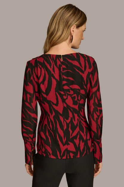 PRINT WIDE CUFF TOP - Red/Black Multi