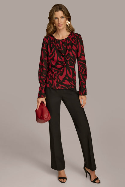 PRINT WIDE CUFF TOP - Red/Black Multi