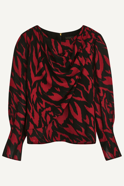 PRINT WIDE CUFF TOP - Red/Black Multi