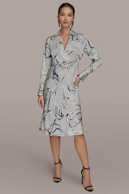 COTTON PRINTED MIDI SHIRT DRESS - VELLUM MULTI