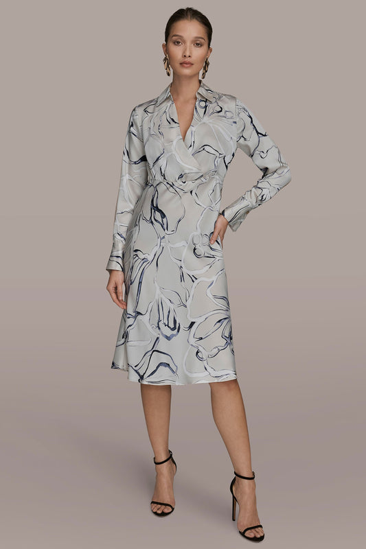 COTTON PRINTED MIDI SHIRT DRESS - VELLUM MULTI