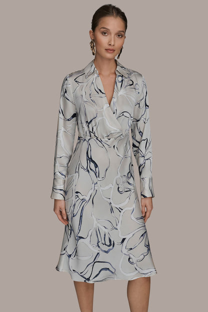 COTTON PRINTED MIDI SHIRT DRESS - VELLUM MULTI