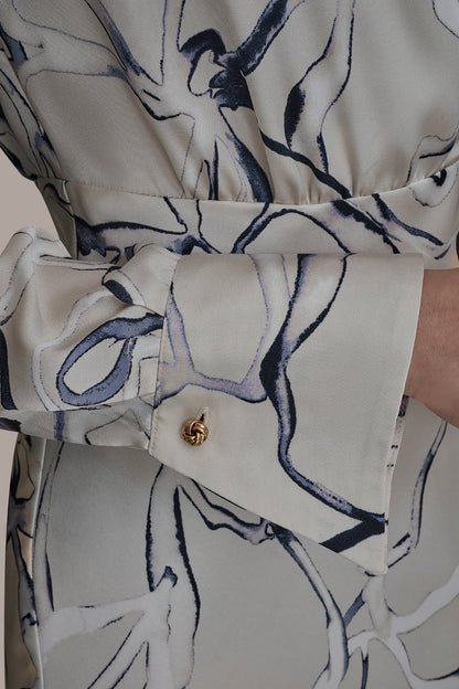 COTTON PRINTED MIDI SHIRT DRESS - VELLUM MULTI