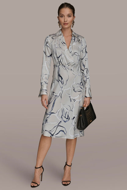 COTTON PRINTED MIDI SHIRT DRESS - VELLUM MULTI