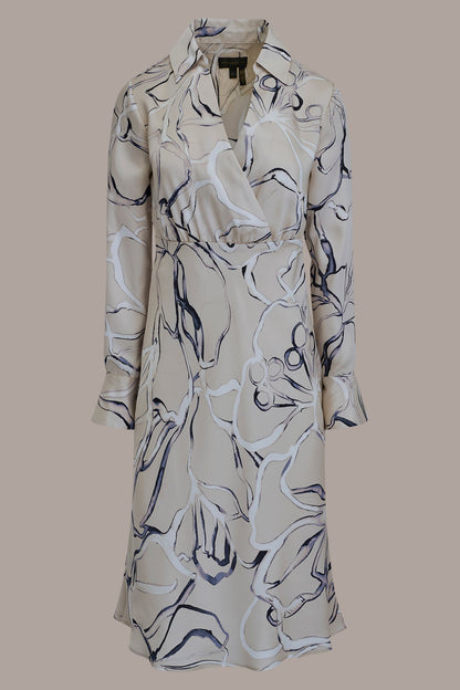 COTTON PRINTED MIDI SHIRT DRESS - VELLUM MULTI